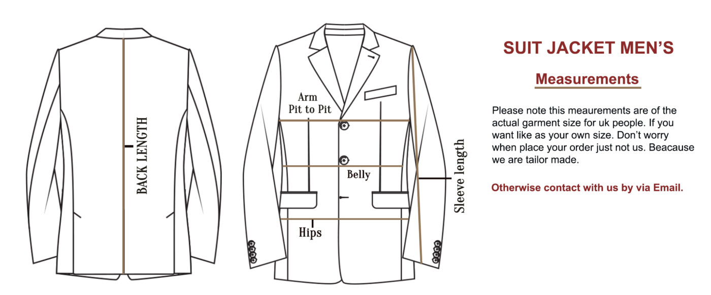 Modfit Clothing Men's Size Guide for Blazer, Pant & Shirt
