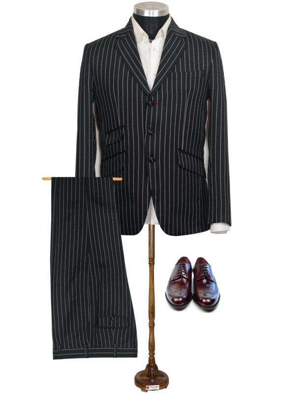 Striped Suit Vintage Style White in Black Pinstripe Mod Suits